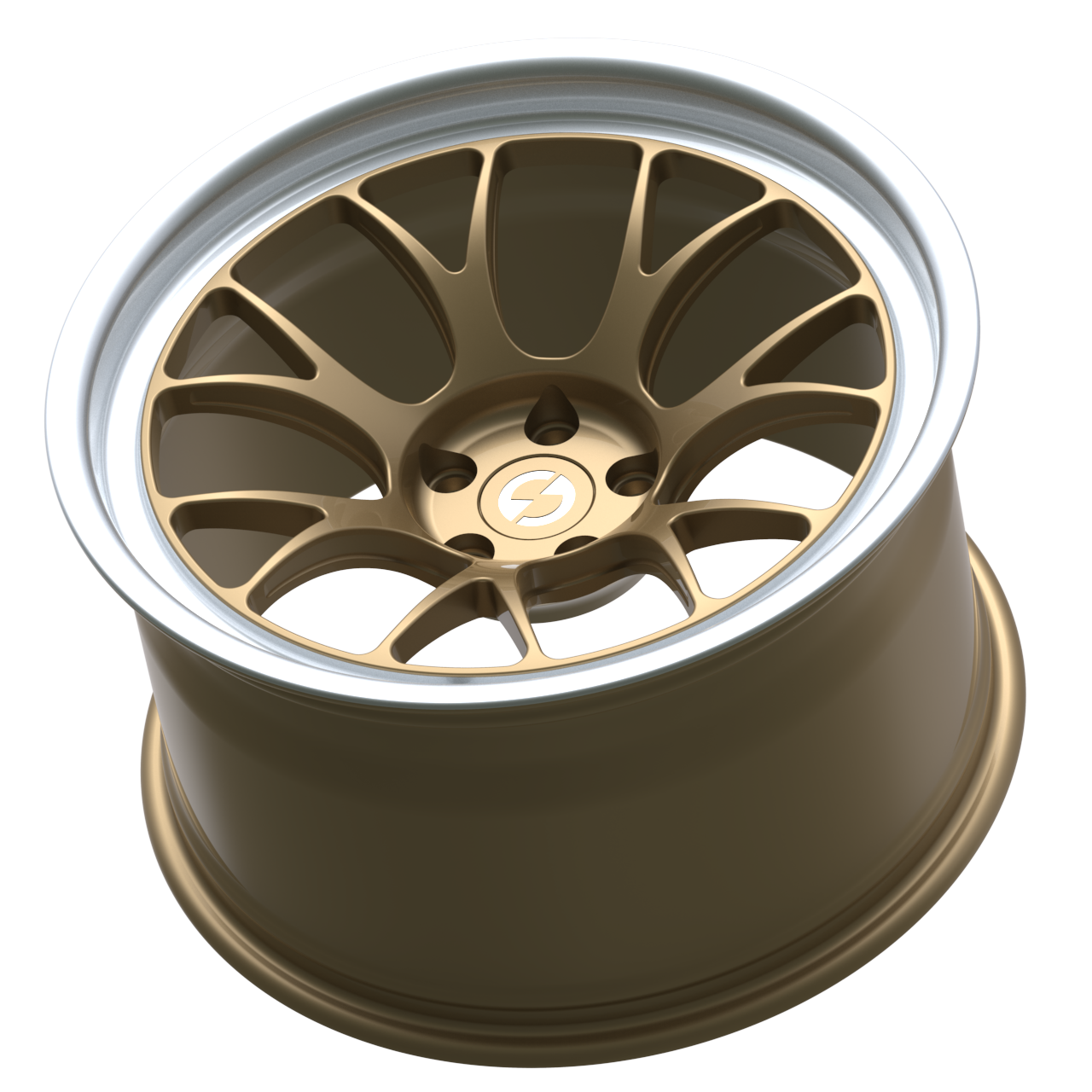 Rear angle of Strato Dynamics B7S forged wheel in Battle Bronze with polished lip illustrating reinforced barrel design for demanding performance use.