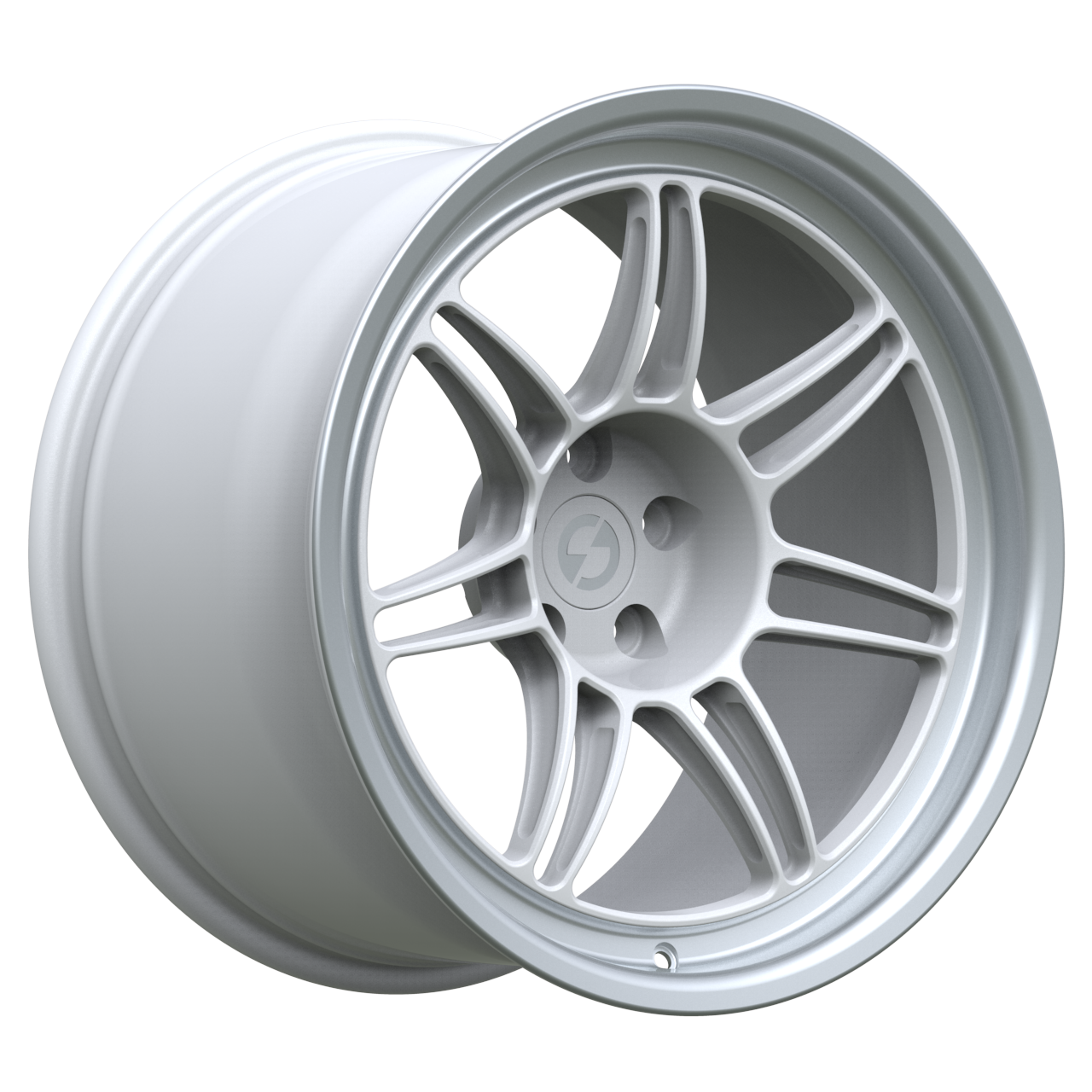 Strato Dynamics B14S forged monoblock wheel in Alpine White, studio hero angle