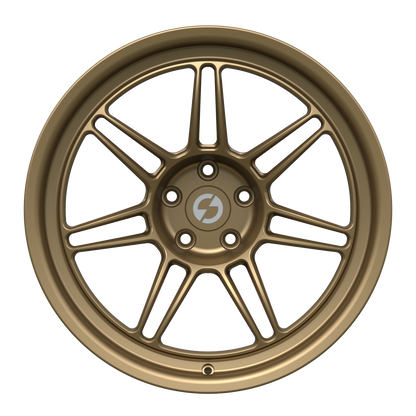 Strato Dynamics B14S forged monoblock wheel in Battle Bronze finish, front view