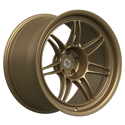 Strato Dynamics B14S forged monoblock wheel in Battle Bronze, studio hero angle