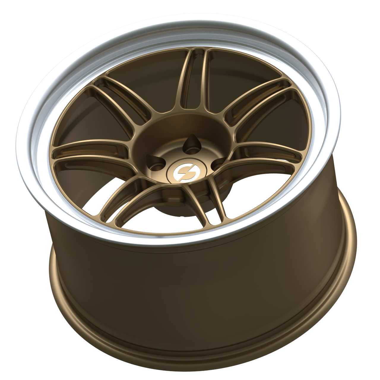 Strato Dynamics B14S forged monoblock wheel in Battle Bronze with polished lip, side profile