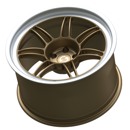 Strato Dynamics B14S forged monoblock wheel in Battle Bronze with polished lip, side profile