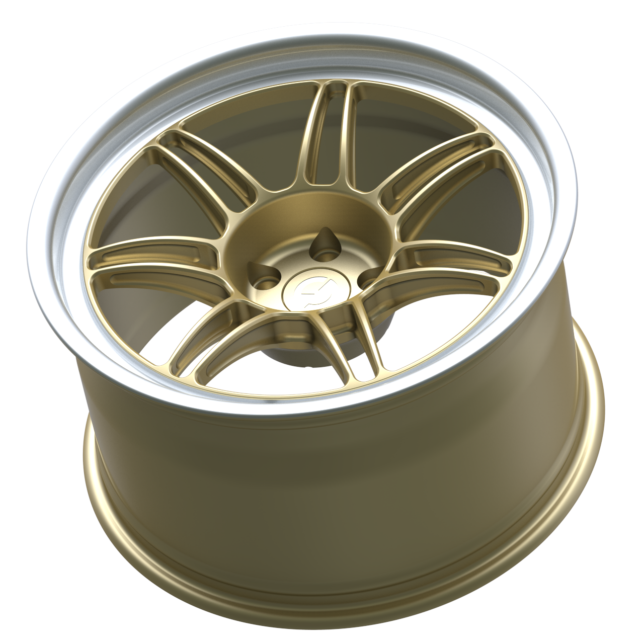 Strato Dynamics B14S forged monoblock wheel in Grand-Prix Champagne with polished lip, side profile