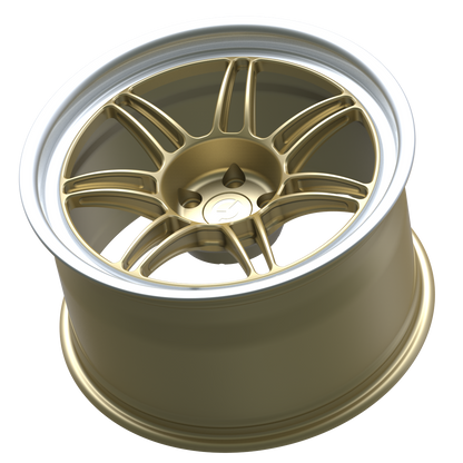 Strato Dynamics B14S forged monoblock wheel in Grand-Prix Champagne with polished lip, side profile