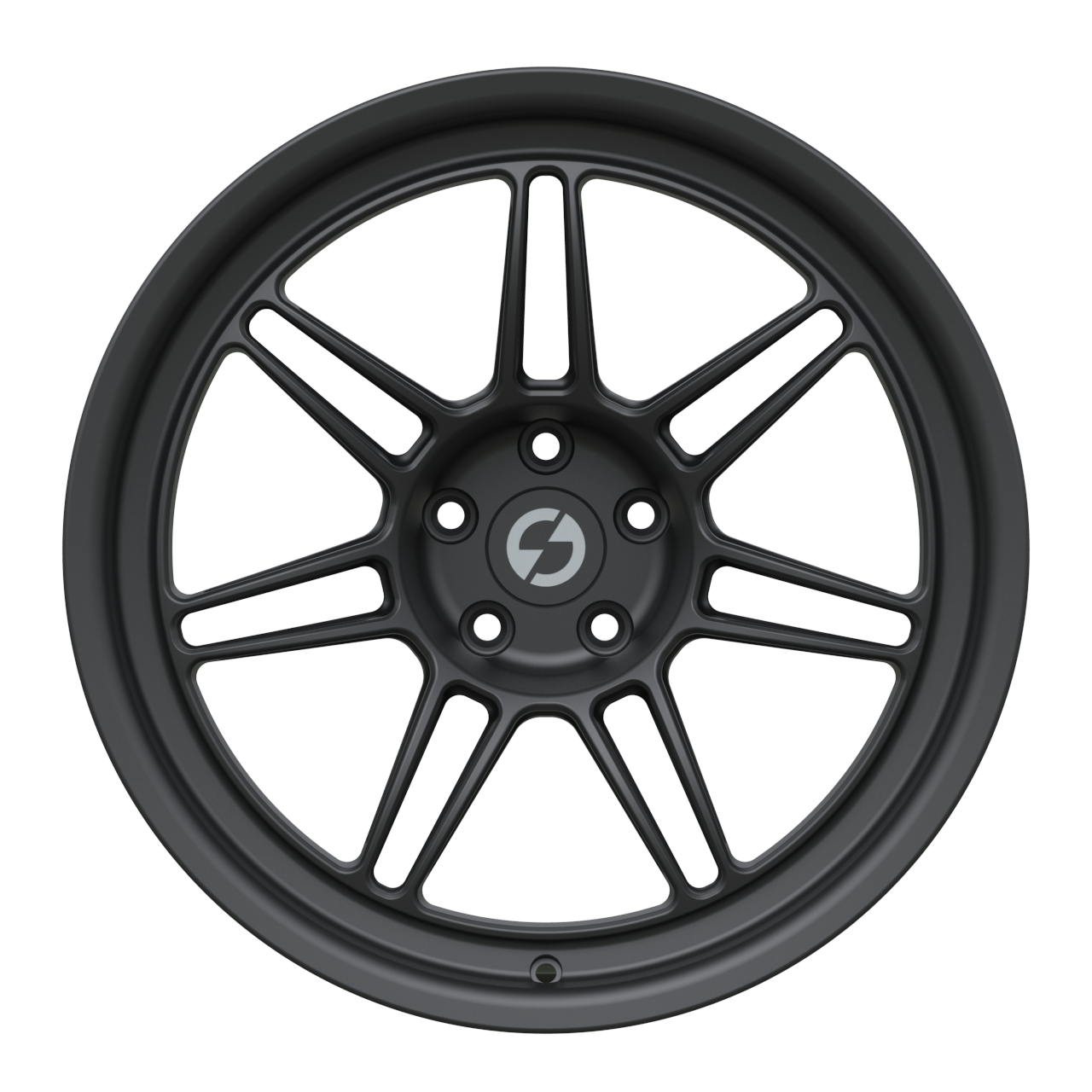 Strato Dynamics B14S forged monoblock wheel in Midnight Black finish, front view