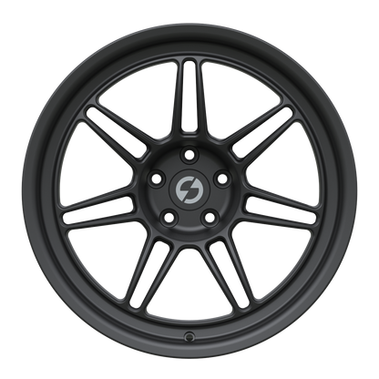 Strato Dynamics B14S forged monoblock wheel in Midnight Black finish, front view