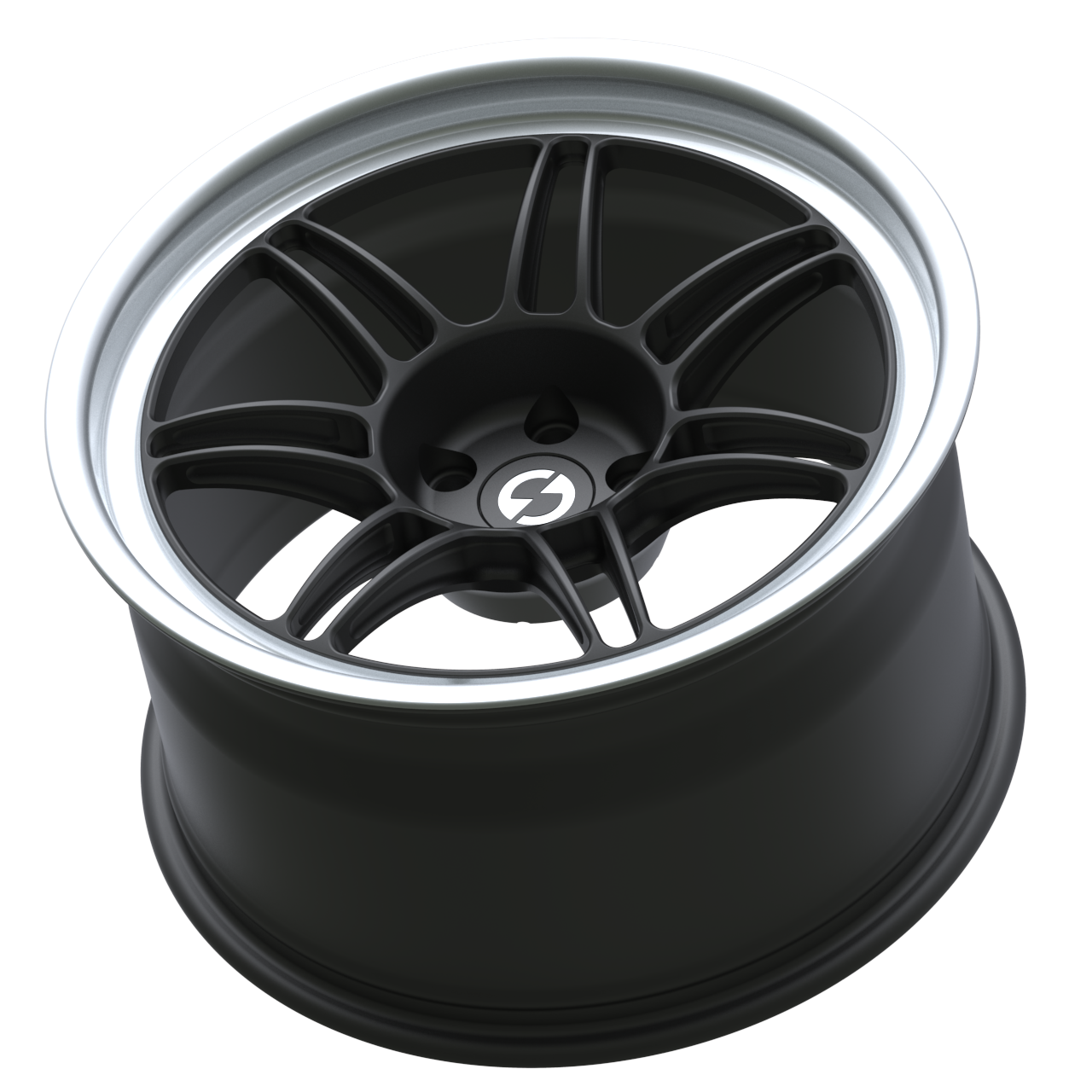Strato Dynamics B14S forged monoblock wheel in Midnight Black with polished lip, side profile