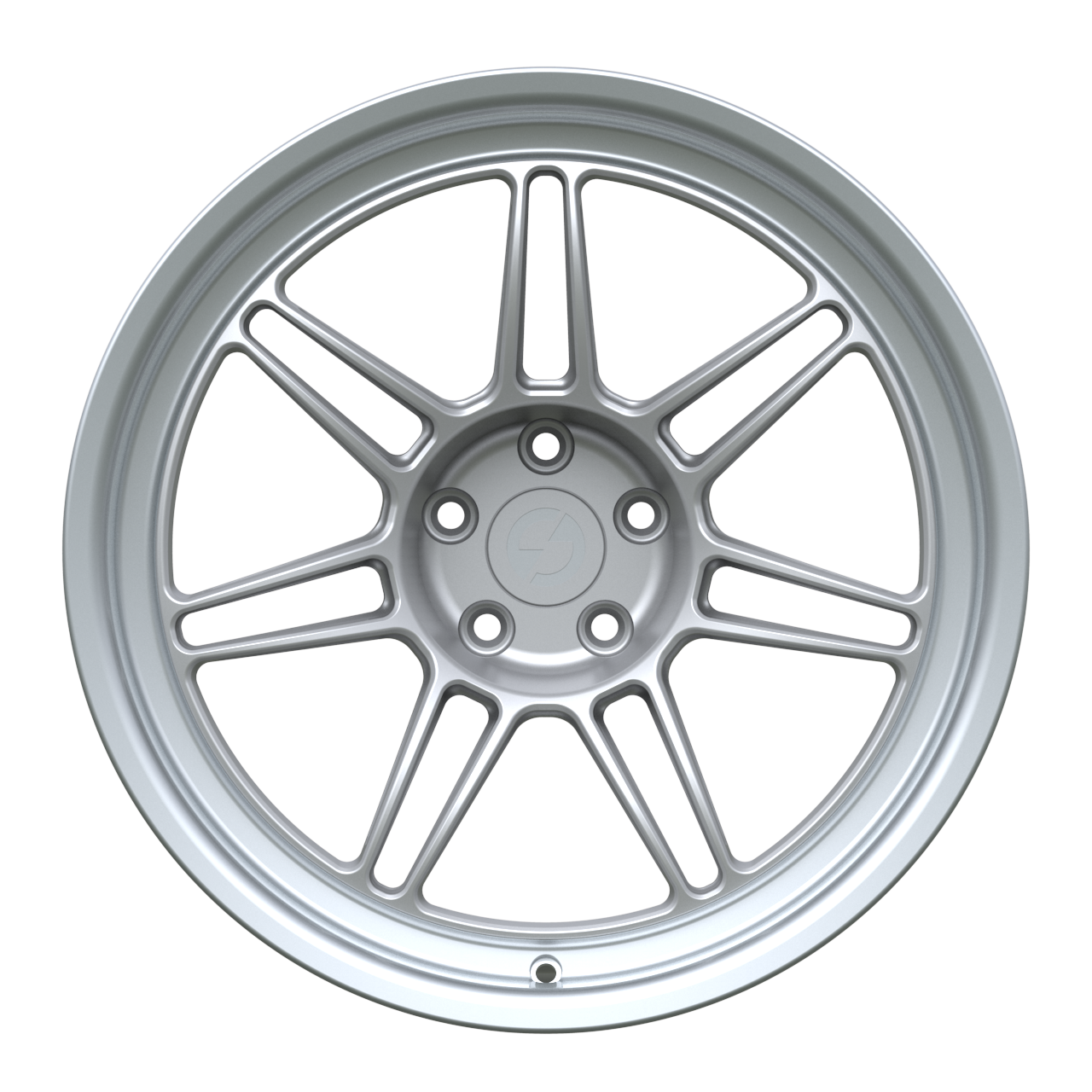 Strato Dynamics B14S forged monoblock wheel in Quick Silver finish, front view