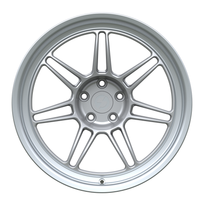 Strato Dynamics B14S forged monoblock wheel in Quick Silver finish, front view