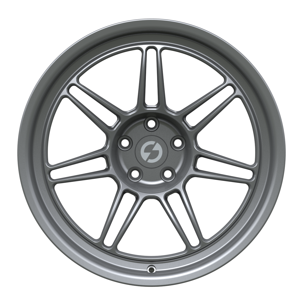 Strato Dynamics B14S forged monoblock wheel in Tactical Gray finish, front view