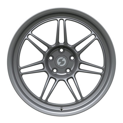 Strato Dynamics B14S forged monoblock wheel in Tactical Gray finish, front view