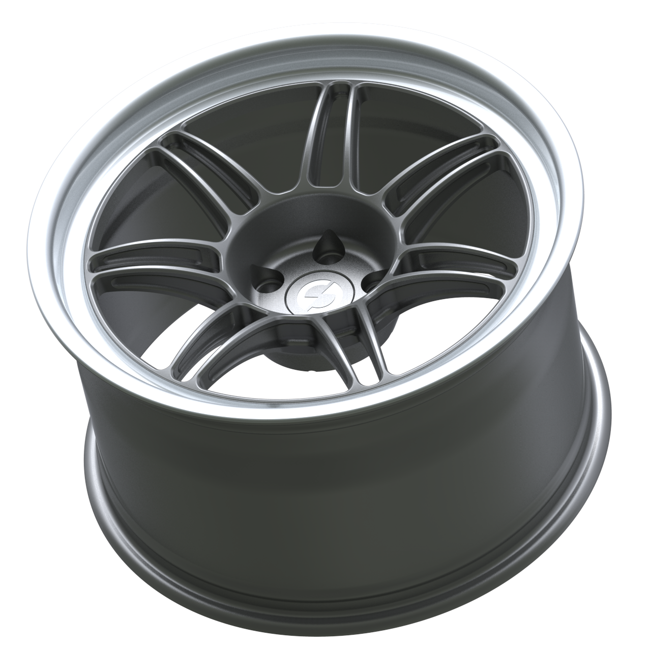Strato Dynamics B14S forged monoblock wheel in Tactical Gray with polished lip, side profile
