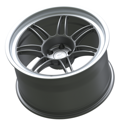 Strato Dynamics B14S forged monoblock wheel in Tactical Gray with polished lip, side profile
