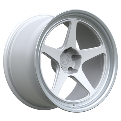 Strato Dynamics B5F forged monoblock wheel in Alpine White, studio hero angle