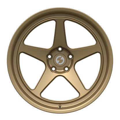 Strato Dynamics B5F forged monoblock wheel in Battle Bronze finish, front view