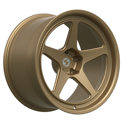 Strato Dynamics B5F forged monoblock wheel in Battle Bronze, studio hero angle