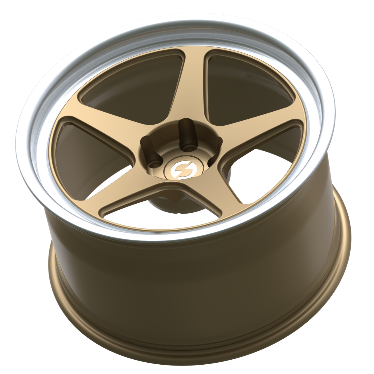 Strato Dynamics B5F forged monoblock wheel in Battle Bronze with polished lip, side profile
