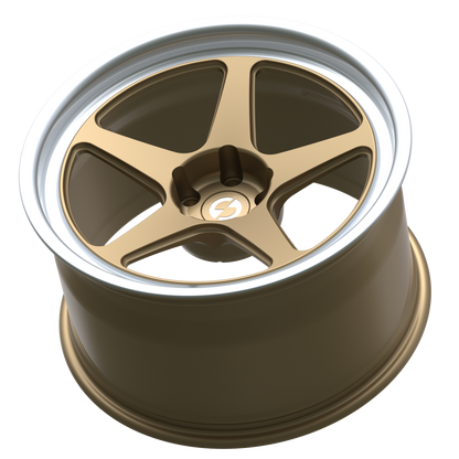 Strato Dynamics B5F forged monoblock wheel in Battle Bronze with polished lip, side profile