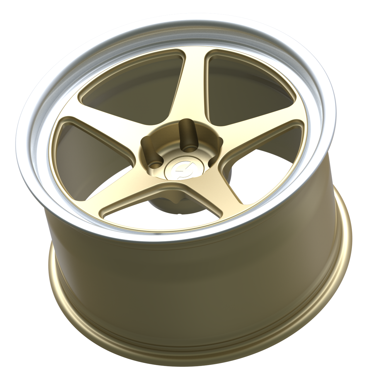 Strato Dynamics B5F forged monoblock wheel in Grand-Prix Champagne with polished lip, side profile