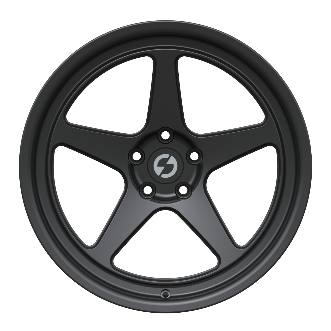 Strato Dynamics B5F forged monoblock wheel in Midnight Black finish, front view
