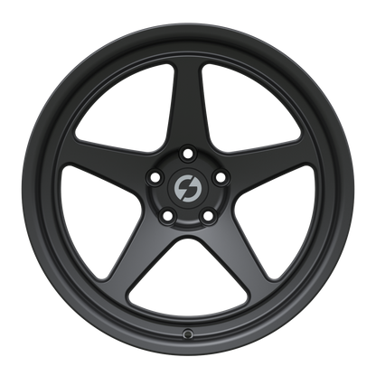Strato Dynamics B5F forged monoblock wheel in Midnight Black finish, front view