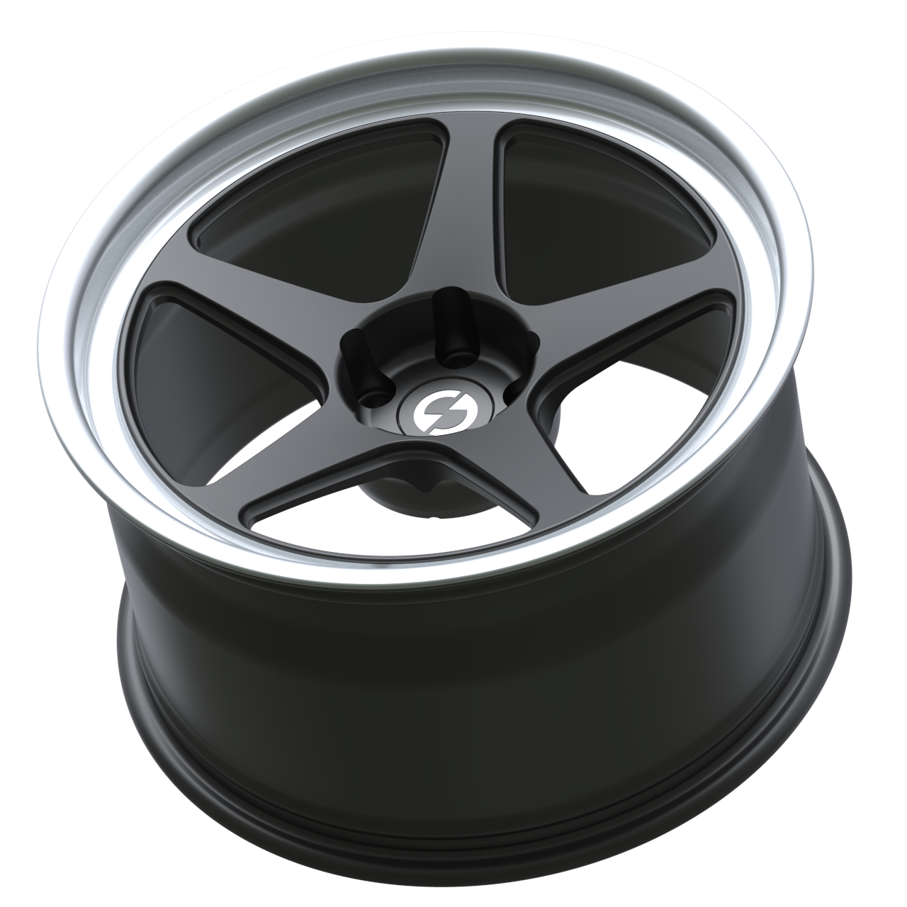 Strato Dynamics B5F forged monoblock wheel in Midnight Black with polished lip, side profile