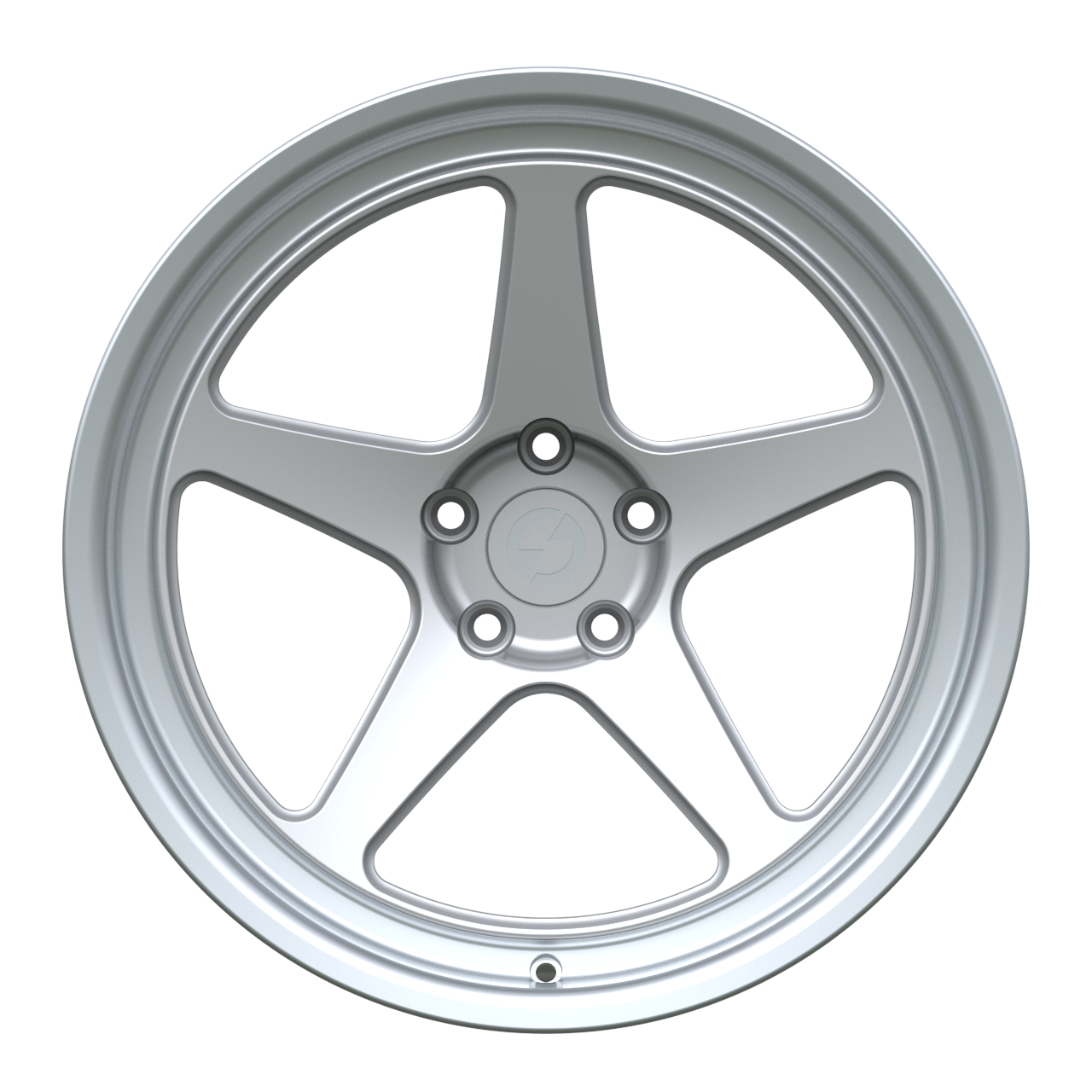 Strato Dynamics B5F forged monoblock wheel in Quick Silver finish, front view