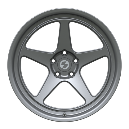 Strato Dynamics B5F forged monoblock wheel in Tactical Gray finish, front view