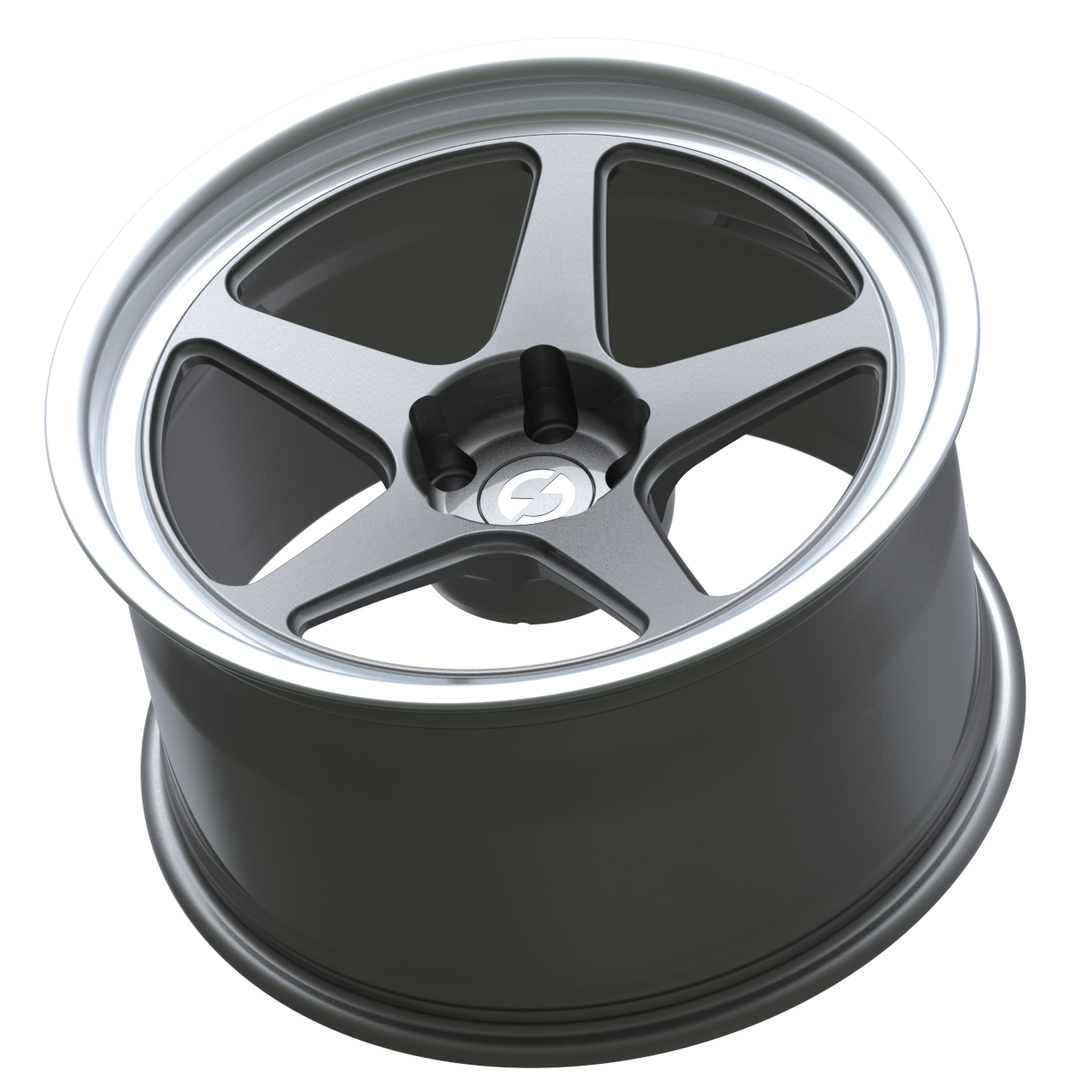 Strato Dynamics B5F forged monoblock wheel in Tactical Gray with polished lip, side profile