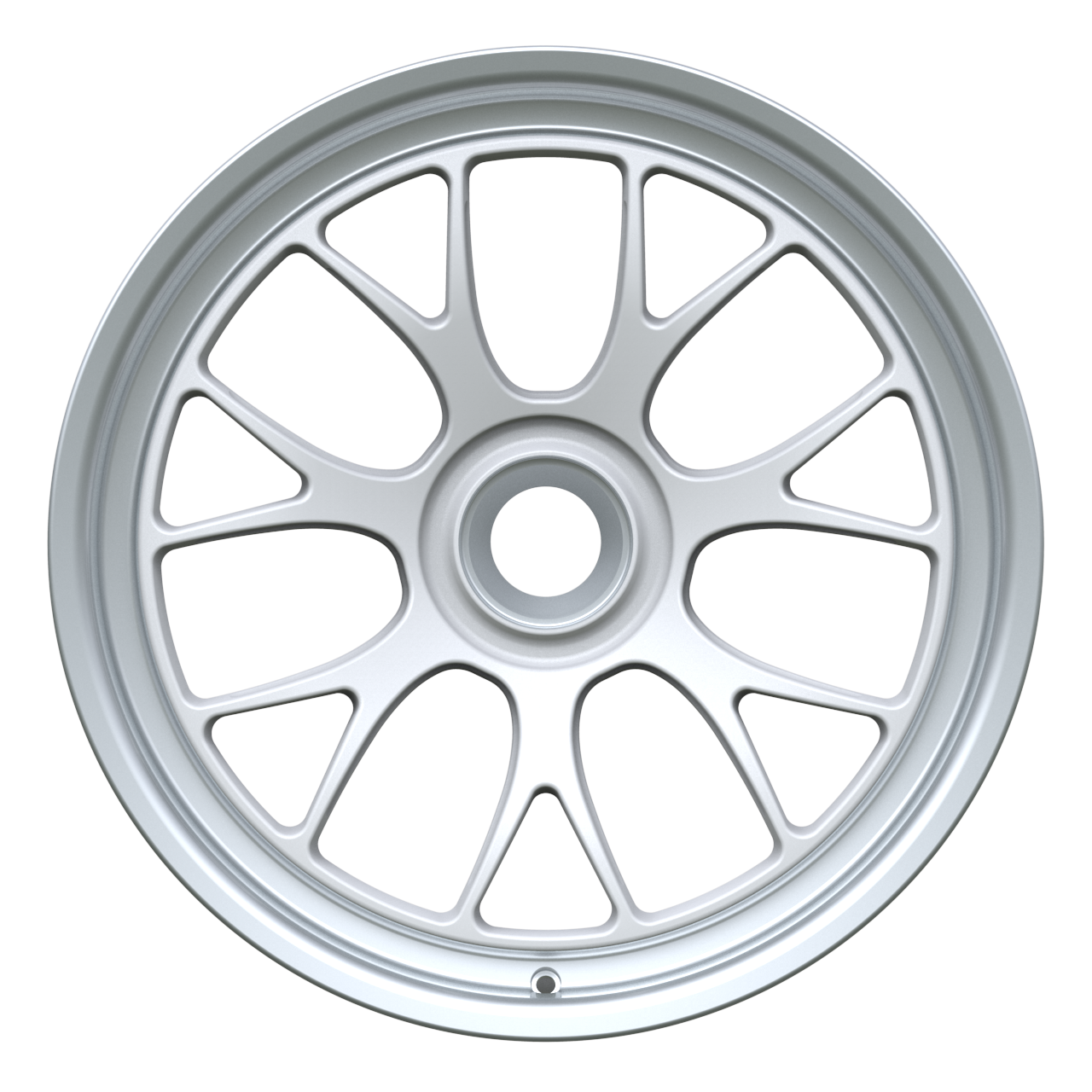 Strato Dynamics B7S forged monoblock centerlock wheel in Alpine White finish, front view