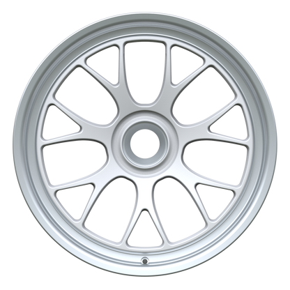 Strato Dynamics B7S forged monoblock centerlock wheel in Alpine White finish, front view