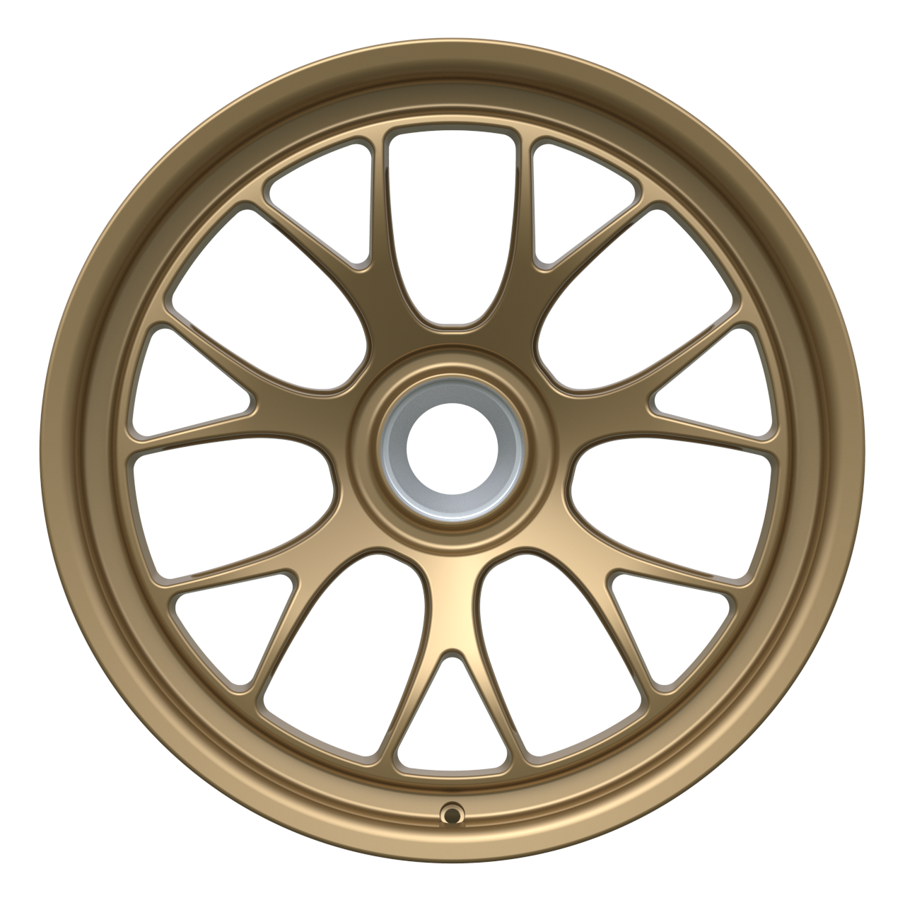 Strato Dynamics B7S forged monoblock centerlock wheel in Battle Bronze with polished lip, front view