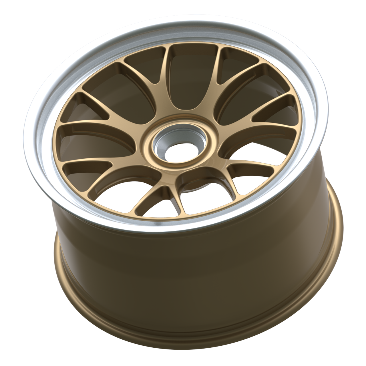 Strato Dynamics B7S forged monoblock centerlock wheel in Battle Bronze with polished lip, side profile