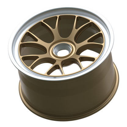 Strato Dynamics B7S forged monoblock centerlock wheel in Battle Bronze with polished lip, side profile