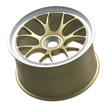 Strato Dynamics B7S forged monoblock centerlock wheel in Grand-Prix Champagne with polished lip, side profile