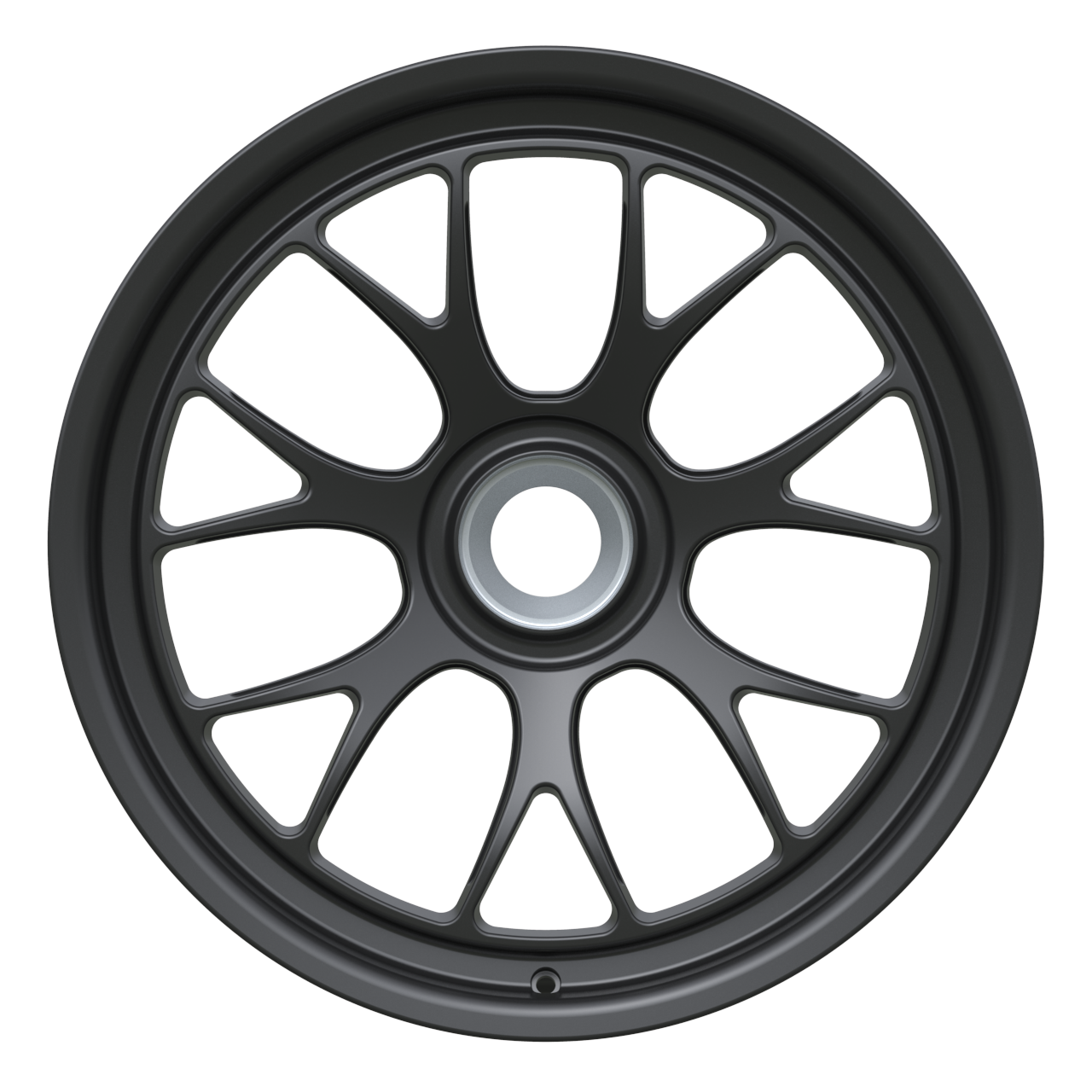 Strato Dynamics B7S forged monoblock centerlock wheel in Midnight Black finish, front view