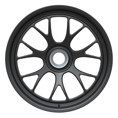 Strato Dynamics B7S forged monoblock centerlock wheel in Midnight Black finish, front view