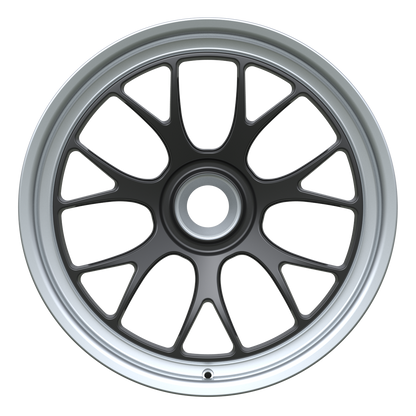 Strato Dynamics B7S forged monoblock centerlock wheel in Midnight Black with polished lip, front view