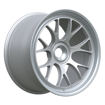 Strato Dynamics B7S forged monoblock centerlock wheel in Quick Silver, studio hero angle