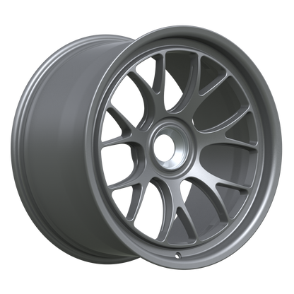 Strato Dynamics B7S forged monoblock centerlock wheel in Tactical Gray, studio hero angle