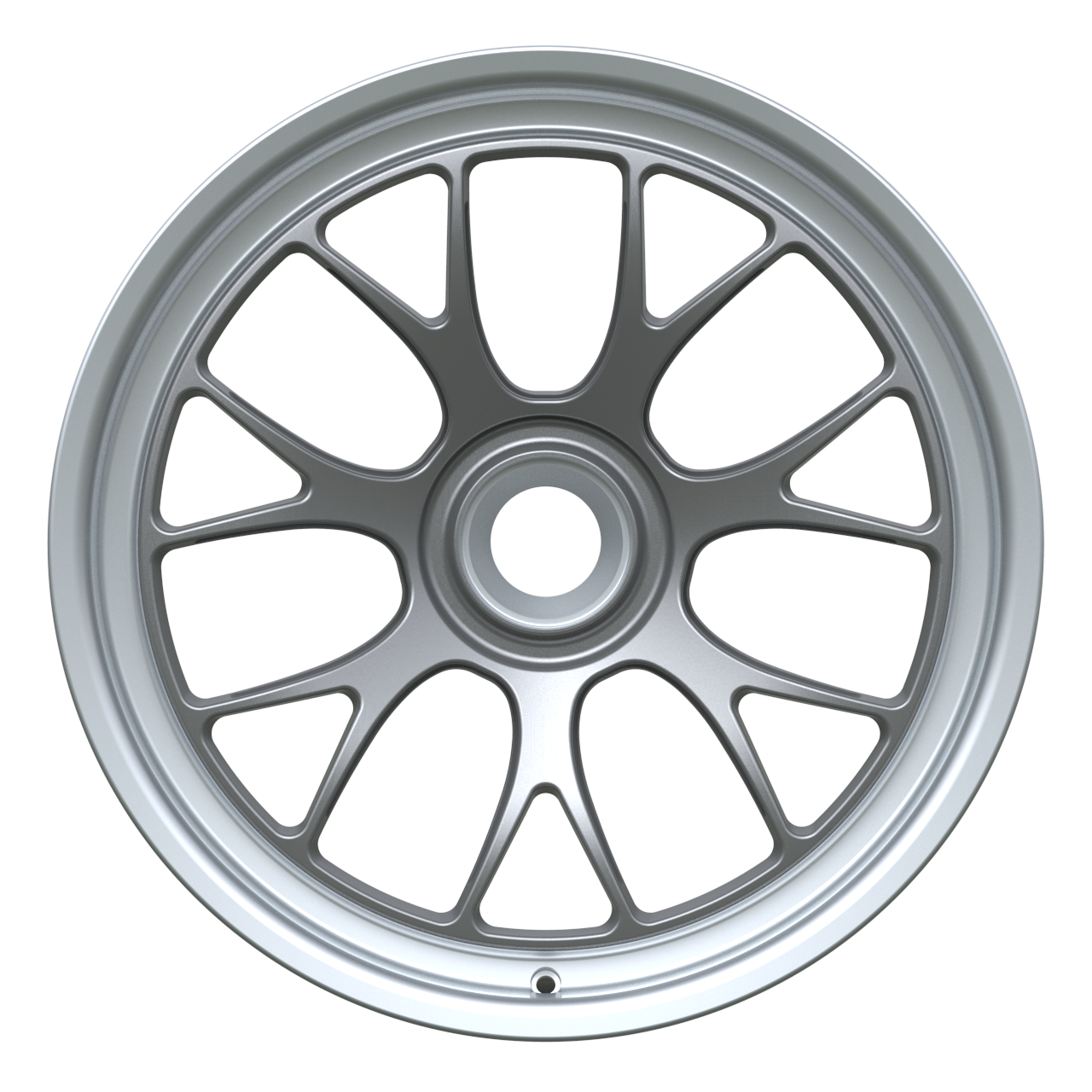 Strato Dynamics B7S forged monoblock centerlock wheel in Tactical Gray with polished lip, front view