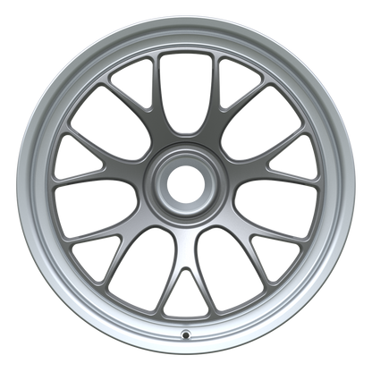 Strato Dynamics B7S forged monoblock centerlock wheel in Tactical Gray with polished lip, front view