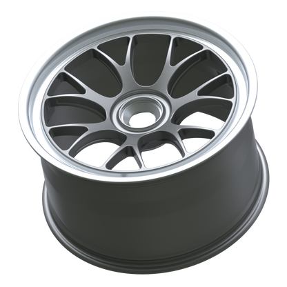 Strato Dynamics B7S forged monoblock centerlock wheel in Tactical Gray with polished lip, side profile