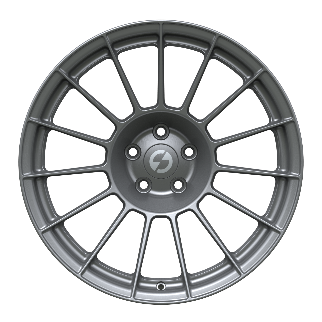 Strato Dynamics F15T forged monoblock wheel in Tactical Gray finish, front view