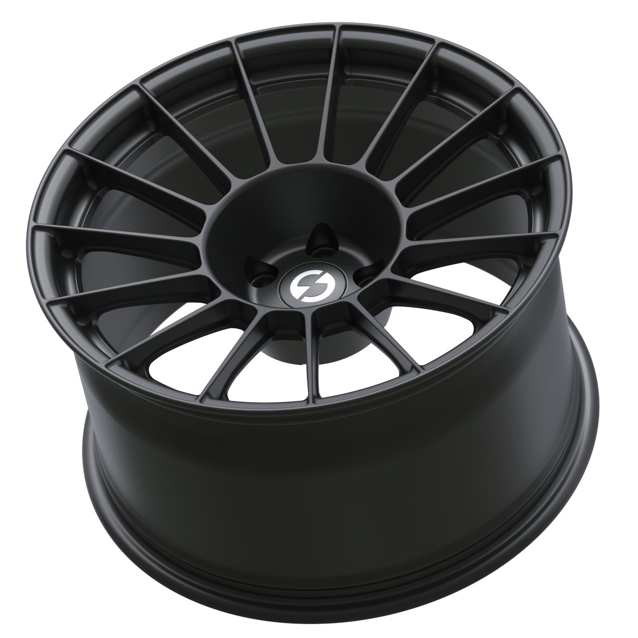 Strato Dynamics F15T forged monoblock wheel in Midnight Black, side profile