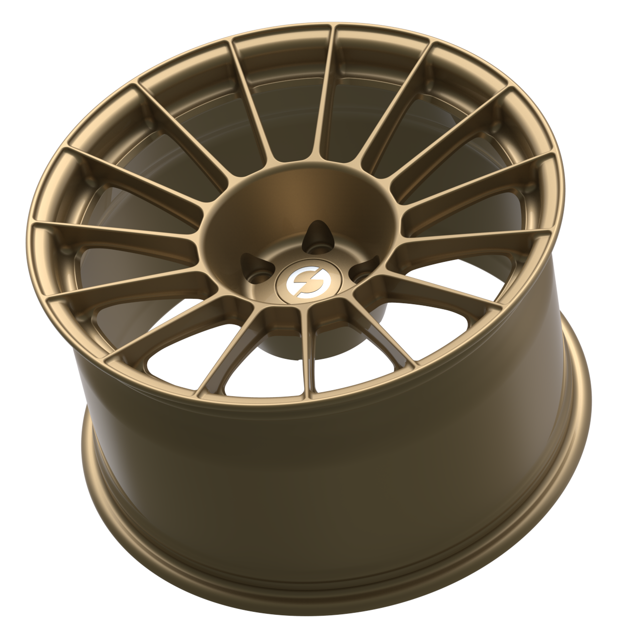 Strato Dynamics F15T forged monoblock wheel in Battle Bronze with polished lip, side profile