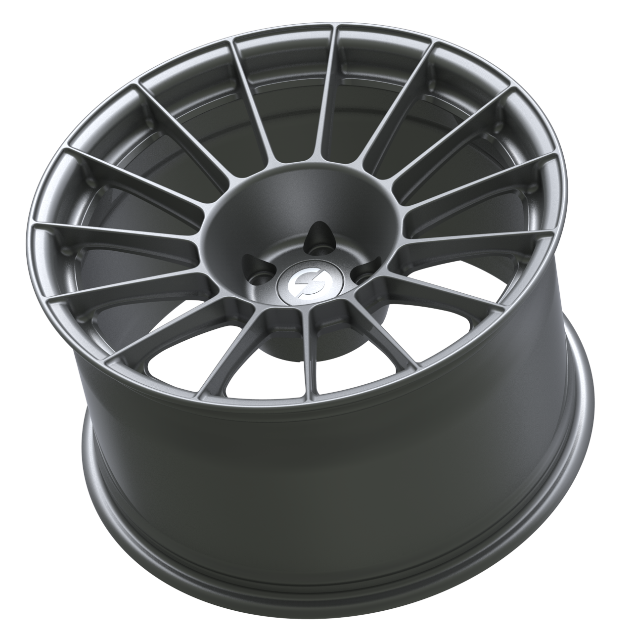 Strato Dynamics F15T forged monoblock wheel in Tactical Gray, side profile