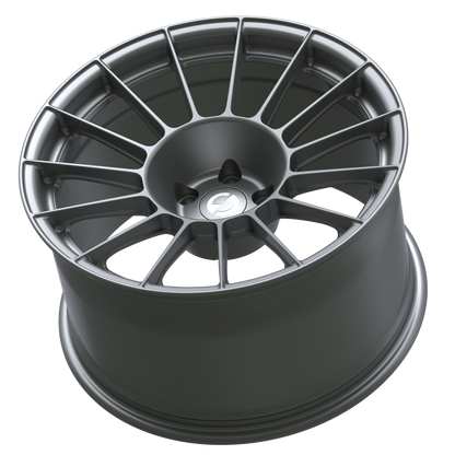 Strato Dynamics F15T forged monoblock wheel in Tactical Gray, side profile