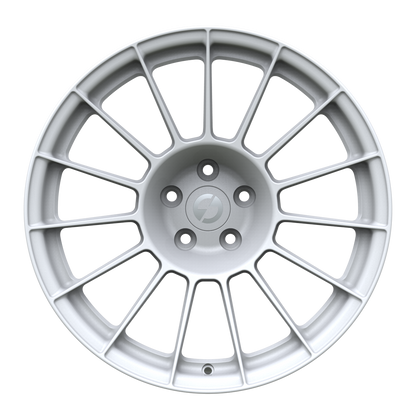 Strato Dynamics F15T forged monoblock wheel in Alpine White finish, front view