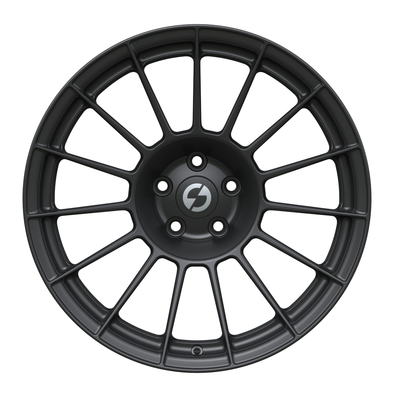 Strato Dynamics F15T forged monoblock wheel in Midnight Black finish, front view